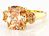 Champagne Cubic Zirconia 18k Yellow Gold Over Silver Ring (6.64ctw DEW)