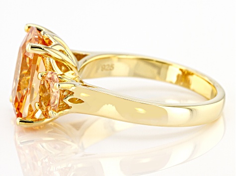 Champagne Cubic Zirconia 18k Yellow Gold Over Silver Ring (6.64ctw DEW)