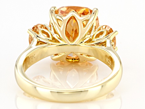 Champagne Cubic Zirconia 18k Yellow Gold Over Silver Ring (6.64ctw DEW)