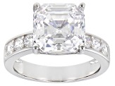White Cubic Zirconia Rhodium Over Silver Asccher Cut Ring 7.03ctw
