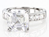 White Cubic Zirconia Rhodium Over Silver Asccher Cut Ring 7.03ctw