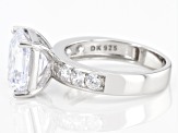 White Cubic Zirconia Rhodium Over Silver Asccher Cut Ring 7.03ctw