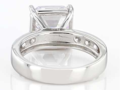 White Cubic Zirconia Rhodium Over Silver Asccher Cut Ring 7.03ctw