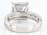 White Cubic Zirconia Rhodium Over Silver Asccher Cut Ring 7.03ctw