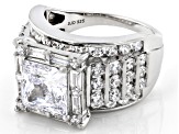 White Cubic Zirconia Platinum Over Sterling Silver Ring 8.60ctw