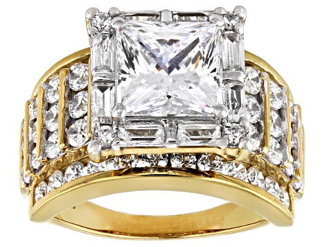 White Cubic Zirconia 18K Yellow Gold Over Sterling Silver Ring 8.60ctw White Cubic Zirconia 18K Yellow Gold Over Sterling Silver Ring 8.60ctw
