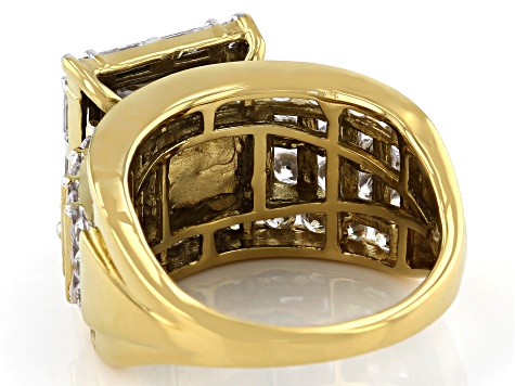 10kt Two-Tone Gold Womens Cubic-Zirconia Square Head Fashion Rings