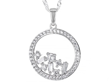 Picture of White Cubic Zirconia Rhodium Over Sterling Silver Pendant With Chain 1.29ctw