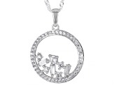 White Cubic Zirconia Rhodium Over Sterling Silver Pendant With Chain 1.29ctw