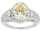 Canary And White Cubic Zirconia Rhodium Over Sterling Silver Ring 7.37ctw
