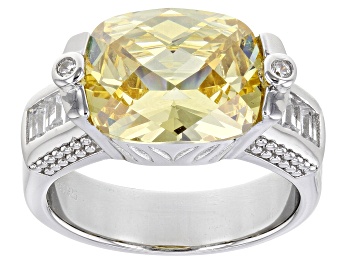 Picture of Yellow And White Cubic Zirconia Rhodium Over Sterling Silver Ring 9.91ctw