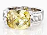 Yellow And White Cubic Zirconia Rhodium Over Sterling Silver Ring 9.91ctw