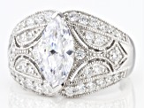 White Cubic Zirconia Rhodium Over Sterling Silver Ring 3.85ctw