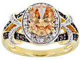 Champagne, Mocha, And White Cubic Zirconia 18k Yellow Gold Over Sterling Silver Ring 3.44ctw