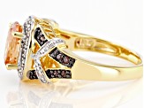 Champagne, Mocha, And White Cubic Zirconia 18k Yellow Gold Over Sterling Silver Ring 3.44ctw