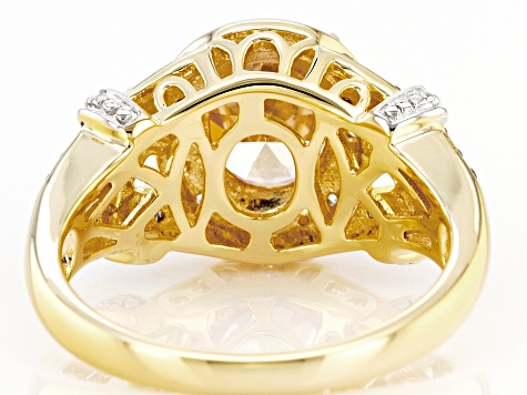 Champagne, Mocha, And White Cubic Zirconia 18k Yellow Gold Over Sterling Silver Ring 3.44ctw