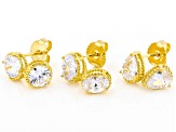 White Cubic Zirconia Eterno 18k Yellow Gold Over Sterling Silver Earring Stud Set 7.69ctw