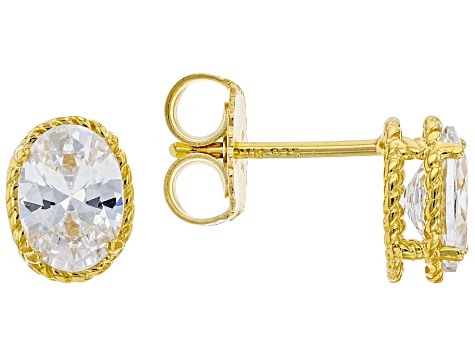 White Cubic Zirconia Eterno 18k Yellow Gold Over Sterling Silver Earring Stud Set 7.69ctw