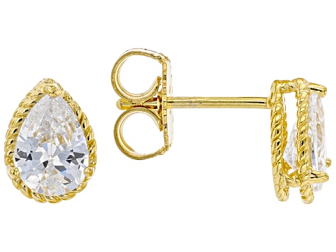 White Cubic Zirconia Eterno 18k Yellow Gold Over Sterling Silver Earring Stud Set 7.69ctw