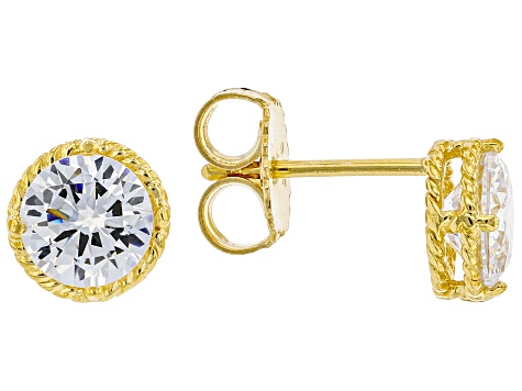 White Cubic Zirconia Eterno 18k Yellow Gold Over Sterling Silver Earring Stud Set 7.69ctw