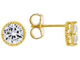 White Cubic Zirconia Eterno 18k Yellow Gold Over Sterling Silver Earring Stud Set 7.69ctw