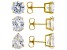 White Cubic Zirconia Eterno 18k Yellow Gold Over Sterling Silver Earring Stud Set 25.15ctw