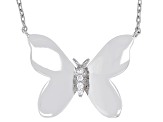 White Cubic Zirconia Rhodium Over Sterling Silver Butterfly Necklace 0.07ctw