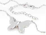 White Cubic Zirconia Rhodium Over Sterling Silver Butterfly Necklace 0.07ctw