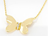 White Cubic Zirconia 18k Yellow Gold Over Sterling Silver Butterfly Necklace 0.07ctw
