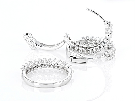 White Cubic Zirconia Rhodium Over Sterling Silver Ring And Earring Set 3.51ctw
