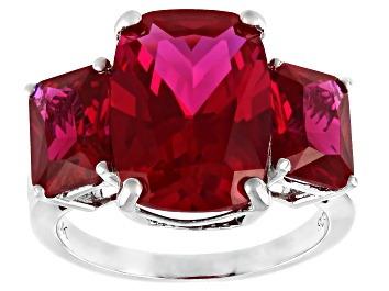 Picture of Red Cubic Zirconia Rhodium Over Sterling Silver Ring