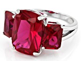 Red Cubic Zirconia Rhodium Over Sterling Silver Ring