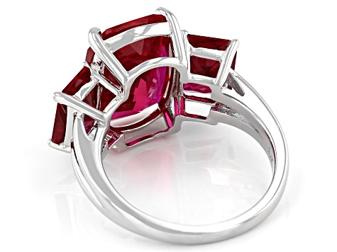 Red Cubic Zirconia Rhodium Over Sterling Silver Ring