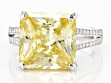 Canary And White Cubic Zirconia Rhodium Over Sterling Silver Ring 15.47ctw