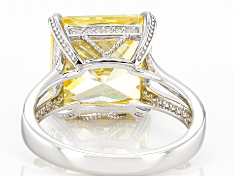 Canary And White Cubic Zirconia Rhodium Over Sterling Silver Ring 15.47ctw