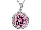 Pink And White Cubic Zirconia Rhodium Over Sterling Silver Pendant With Chain 10.86ctw