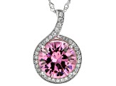 Pink And White Cubic Zirconia Rhodium Over Sterling Silver Pendant With Chain 10.86ctw