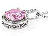 Pink And White Cubic Zirconia Rhodium Over Sterling Silver Pendant With Chain 10.86ctw