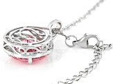 Pink And White Cubic Zirconia Rhodium Over Sterling Silver Pendant With Chain 10.86ctw