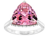 Pink and White Cubic Zirconia Rhodium Over Sterling Silver Ring 11.52ctw