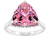 Pink and White Cubic Zirconia Rhodium Over Sterling Silver Ring 11.52ctw