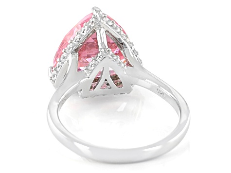 Pink and White Cubic Zirconia Rhodium Over Sterling Silver Ring 11.52ctw