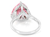 Pink and White Cubic Zirconia Rhodium Over Sterling Silver Ring 11.52ctw