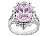 Pink and white cubic zirconia rhodium over sterling silver ring 14.64ctw