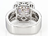 White Cubic Zirconia Rhodium Over Sterling Silver Asscher Cut Ring 5.72ctw