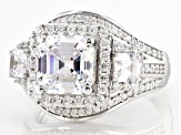 White Cubic Zirconia Platinum Over Sterling Silver Asscher Cut Ring 6.52ctw