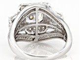 White Cubic Zirconia Platinum Over Sterling Silver Asscher Cut Ring 6.52ctw