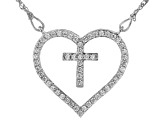 White Cubic Zirconia Rhodium Over Sterling Silver Heart Necklace 0.79ctw