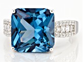 Lab Created Blue Spinel And White Cubic Zirconia Rhodium Over Sterling Silver Ring 9.65ctw