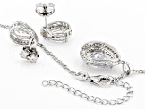 White Cubic Zirconia Rhodium Over Silver Pendant With Chain and Earrings Set
